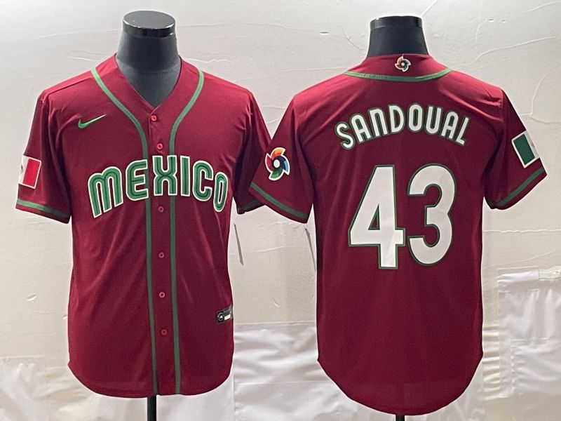 Men 2023 World Cub Mexico #43 Sandoual Red Nike MLB Jersey10->more jerseys->MLB Jersey